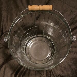 Vintage glass ice Bucket with Wooden Handle